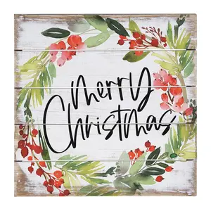 Sincere Surroundings 8" Merry Christmas Holly Pallet Petite