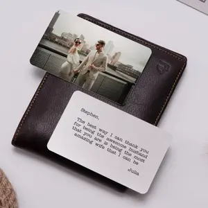 Personalized Father’s Day Metal Wallet Card – Custom Photo Wallet Insert for Dad, Engraved Love Message Gift