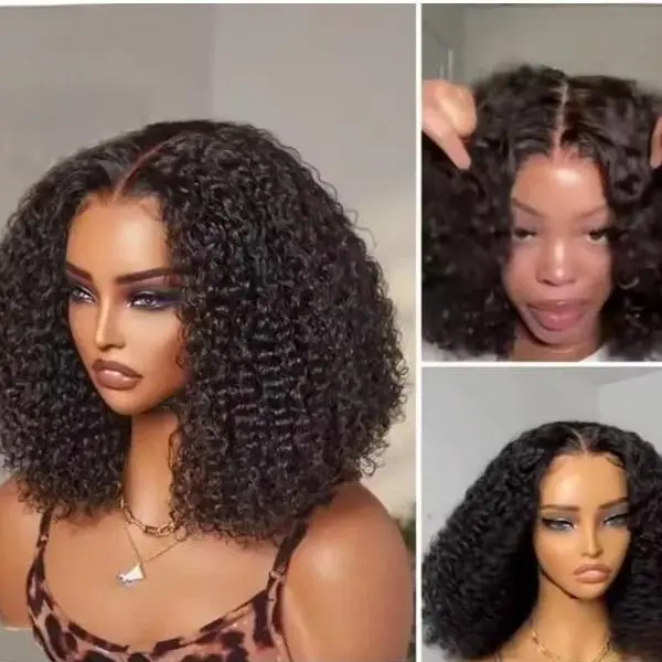Wear and Go Glueless Wigs Human Hair Pre Plucked Pre Cut 13x4 Lace Front Wigs for Black Women Glueless Water Wave 180 Density Curly Bob Wig Human Hair for Beginners(16 Inch) summerwins