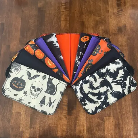 Halloween 6 Pack Eco-Friendly Kitchen Paper Towel Replacement Cotton Flannel Wiping Cloth Wipes 10x12 Inches Reusable Absorbent Machine Washable