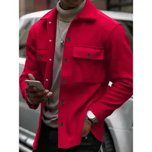 Men's Casual Fitted Jacket, Spring & Fall Outerwear, Polyester Fabric, Single Button Design, Outdoor Wear, Warm & Comfortable, Lightweight Coat