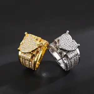 ORP Zircon Heart-Shaped Ring - Hip-Hop Unisex Stackable Rings, Artificial Gemstone Fashion Jewelry for Stylish Couples as Couple Gifts