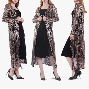 Womenswear Sequin Sparkly Long Duster Cardigan Dress Birthday