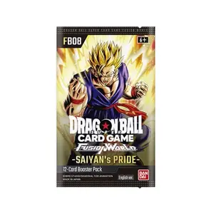 Dragon Ball Fusion World Saiyan's Pride Booster Pack FB08 Series Collectible Cards Featuring Saiyan Characters and Pride Theme