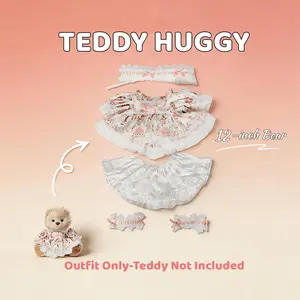 TEDDY HUGGY Cute Teddy Bear Series - Pink Lolita Paired with a Cute Teddy Bear - 12 Inches Tall - Soft Plush Toy with Movable Joints - The Perfect Gift for Any Age.