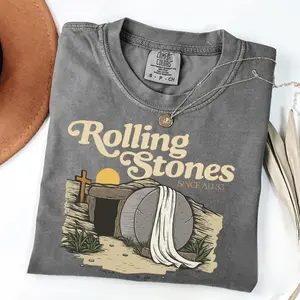 Comfort Colors Rolling Stones T-Shirt, Easter Clothes, Jesus Apparel, Catholic Shirt For Kids, Gift For Christian Woman, Faith-Based Tee