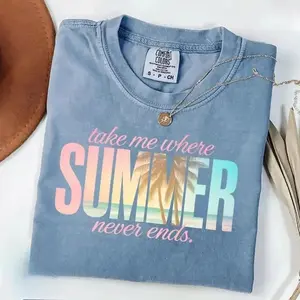 Comfort Colors Take Me Where Summer Never Ends T-Shirt, Beach Tee, Summer Graphic T-Shirt, Coastal Aesthetic Gift for Her - ShamCren