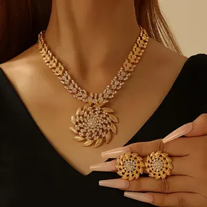 2-piece Elegant Layered Bridal Necklace And Earrings Set Sun Inspired Design, Perfect For Weddings And Parties