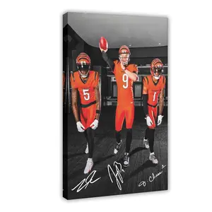 Joe Burrow, Ja'Marr Chase, Tee Higgins ,Canvas Poster Bedroom Decor Landscape Office Room Decor Gift wall decor Canvas poster