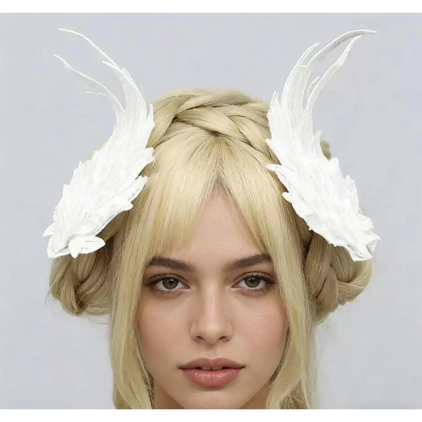 Cute Female Embroidered Feathered Angel Wings Hair Clips, Lolita Black-and-White Double-Color Decorative Hair Accessories for Girls' Birthday Gifts