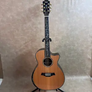 PS14 with Red Pine Top Acoustic Guitar, Ebony Fingerboard, with Golden Tuners, Wood Acoustic Guitar for Music Lovers