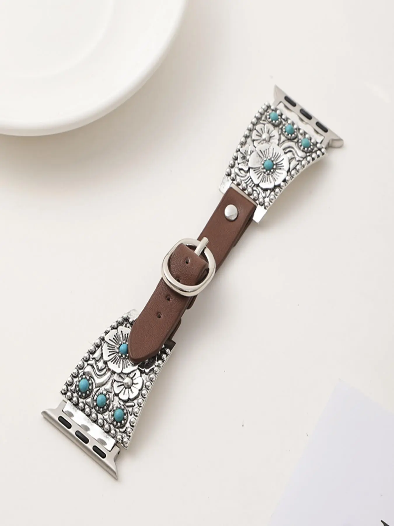Vintage Turquoise Decor Watch Band, Fashionable Watch Strap for Women & Men, Trendy All-match & Exquisite Watch Strap for Birthday Gift