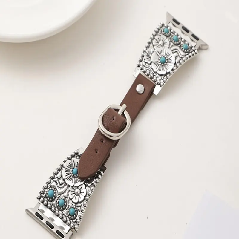Vintage Turquoise Decor Watch Band, Fashionable Watch Strap for Women & Men, Trendy All-match & Exquisite Watch Strap for Birthday Gift, Fashionable Watch Accessories
