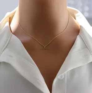 18K Gold Plated Dainty Mini Rhinestone Initial "T" Necklace – Sparkly Personalized Letter Pendant Jewelry