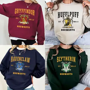 Vintage Wizard School Houses Shirt – Magic-Inspired Sweatshirt for Fans, Retro Witchcraft Academy Graphic Tee, Fantasy Wizardcore Pullover for Cozy Style