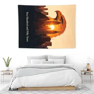 250 Years Usa Bald Eagle Nyc Skyline Tapestry, Knit Style, Casual Design, Model Xinghao 114514, No Ca Prop 65, Ideal Home Decor