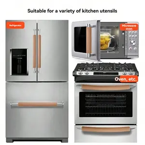 Thickened Faux Leather Refrigerator Handle Covers, Household Dust Cover, Kitchen Appliance Protection for Microwaves and Dishwashers, Waterproof and Anti-Slip Pull Handle Sleeves