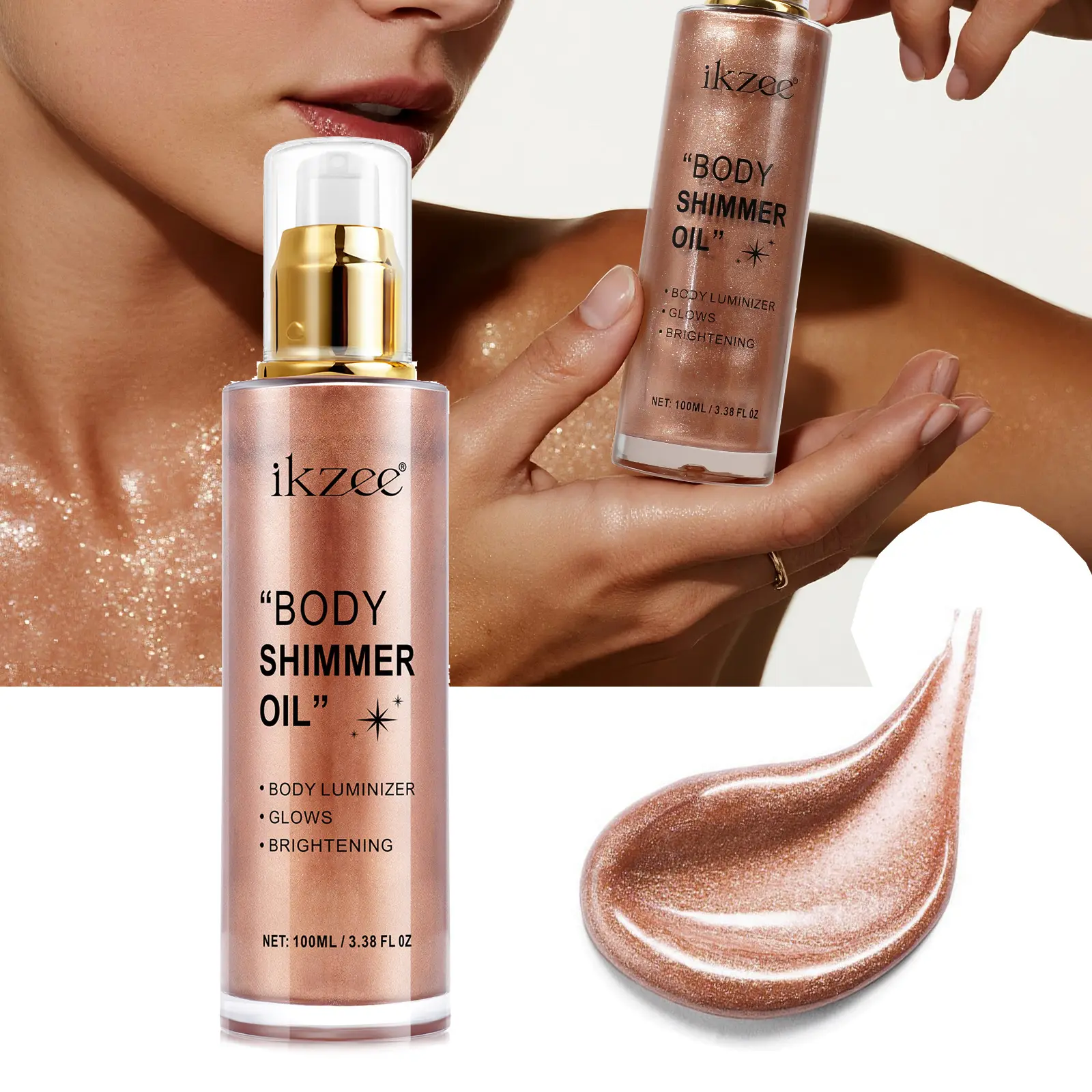 Multifunctional Highlighter Liquid, 100ML Body Glitter Oil, Shimmer Makeup, Enhances Skin Radiance, Suitable for Men & Women
