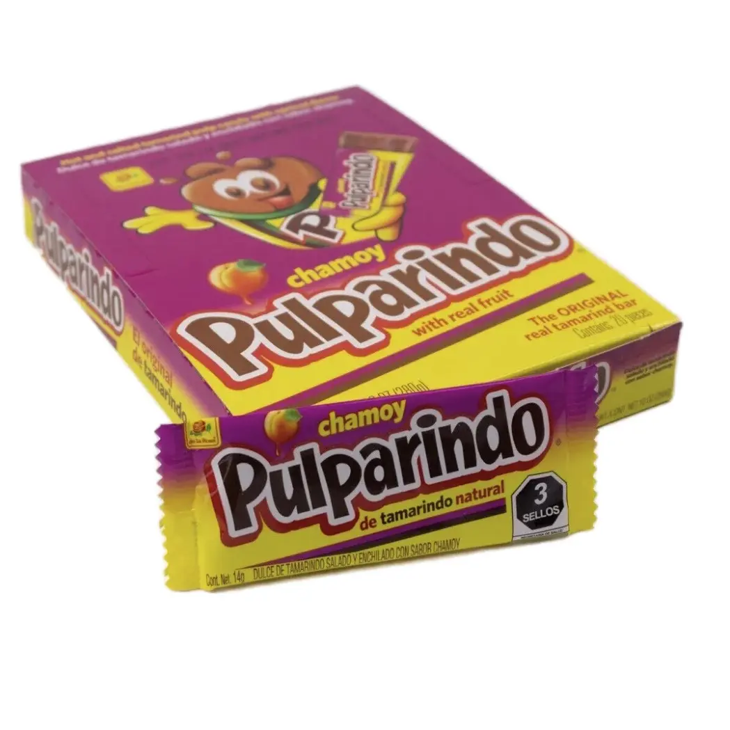 Pulparindo Tamarind Candy Chamoy Flavor 20 Pieces Hot and Salted Pulp Sweet Snack fruit fruits Bonbon Sugar candies sour chili fruit candy mexican dulces Tangy Corn