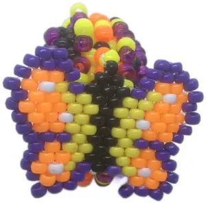 3d Kandi Cuff-Purple/Orange/Yellow Pony Bead Butterfly-EDC Kandi Bracelet