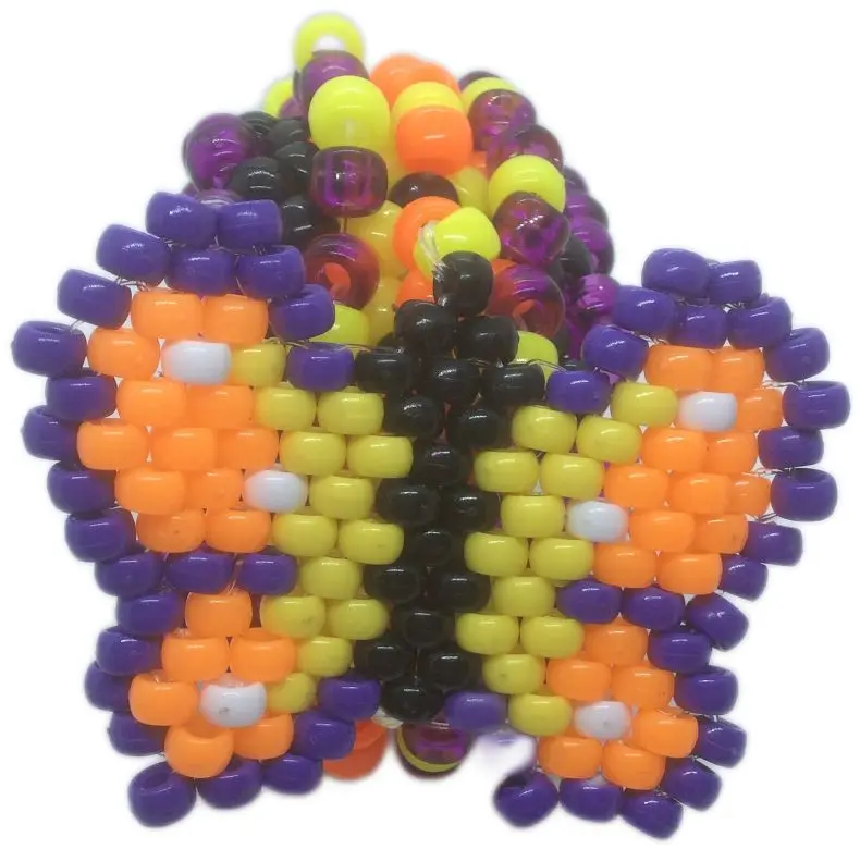 3d Kandi Cuff-Purple/Orange/Yellow Pony Bead Butterfly-EDC Kandi Bracelet