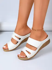 Women's Lightweight Wedge Heel Casual Single Shoe, Versatile Outdoor Slip-On Open Toe Platform Sandals, Comfortable Summer Footwear, Fashionable Sandals