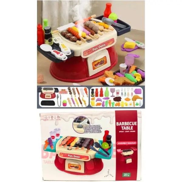 23PC Kids BBQ Grill Play Set Fun Oven with Lights Sounds Pretend Cooking Toy