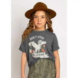 Don't Stop Believing Tee in Heather Slate