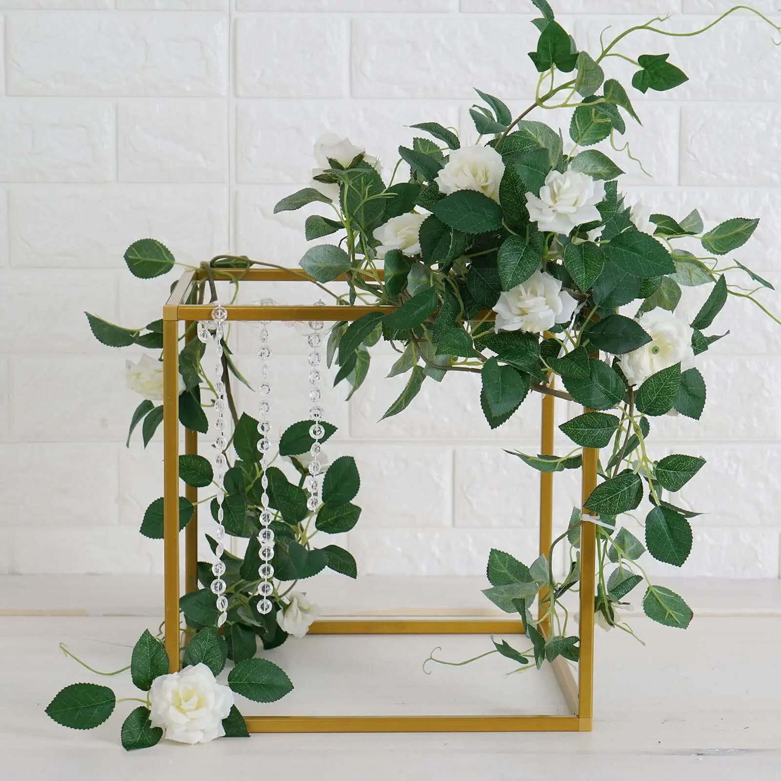 2-Pack Gold Modern Geometric Metal Flower Stands - 12" Square Frame Detachable Decorative Displays, Festive Style Home Centerpieces, Wedding Party Supplies, Decor for Weddings, Festive Style Centrepieces