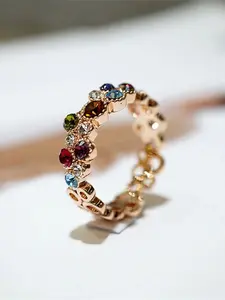Geometric Luxury Band Ring Synthetic Zirconia Inlay Cubic Zirconia Rings, Cz Rings, Interlocked Stackable Rings, Fashion Stackable Rings, Dainty Stacking Rings, Stackable Finger Rings Engagement Ring Daily Wear Jewelry Accessory for Women & Girls