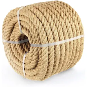 1" x 50FT Natural Jute Hemp Rope Heavy Duty Nautical Rope for Carnival, Team Building & Home Decor
