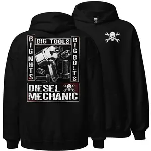 Big Tools Diesel Mechanic Hoodie - Casual Classic Top with Graphic Design, Unisex Fit, Medium Length, Suitable for All Occasions, diesel mechanic hoodies