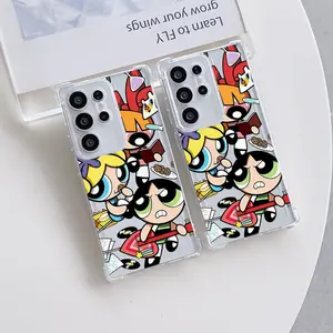 Cartoon P-Powerpuff Girl Cute Phone Case Suitable for Samsung Galaxy S25 S24 A37 A57 A56 A26 A36 A17 A07 A55 A35 A06 A05 A14 A24 A34 A54 A16 A05S A25 A15 A04E A04 S23 S22 S21 S20 FE Ultra Plus Edge 4G 5G Anti Fall Transparent Soft Back Cover