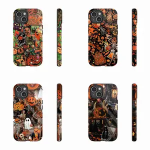 Halloween Mobile Phone Case for iPhone 16 Pro Max, Halloween retro cartoon design creepy iPhone Case, PBT+TPU Two-Layer Protective iPhone Case – Drop-Resistant for iPhone 16/15/14/13/12 Pro Max/Plus