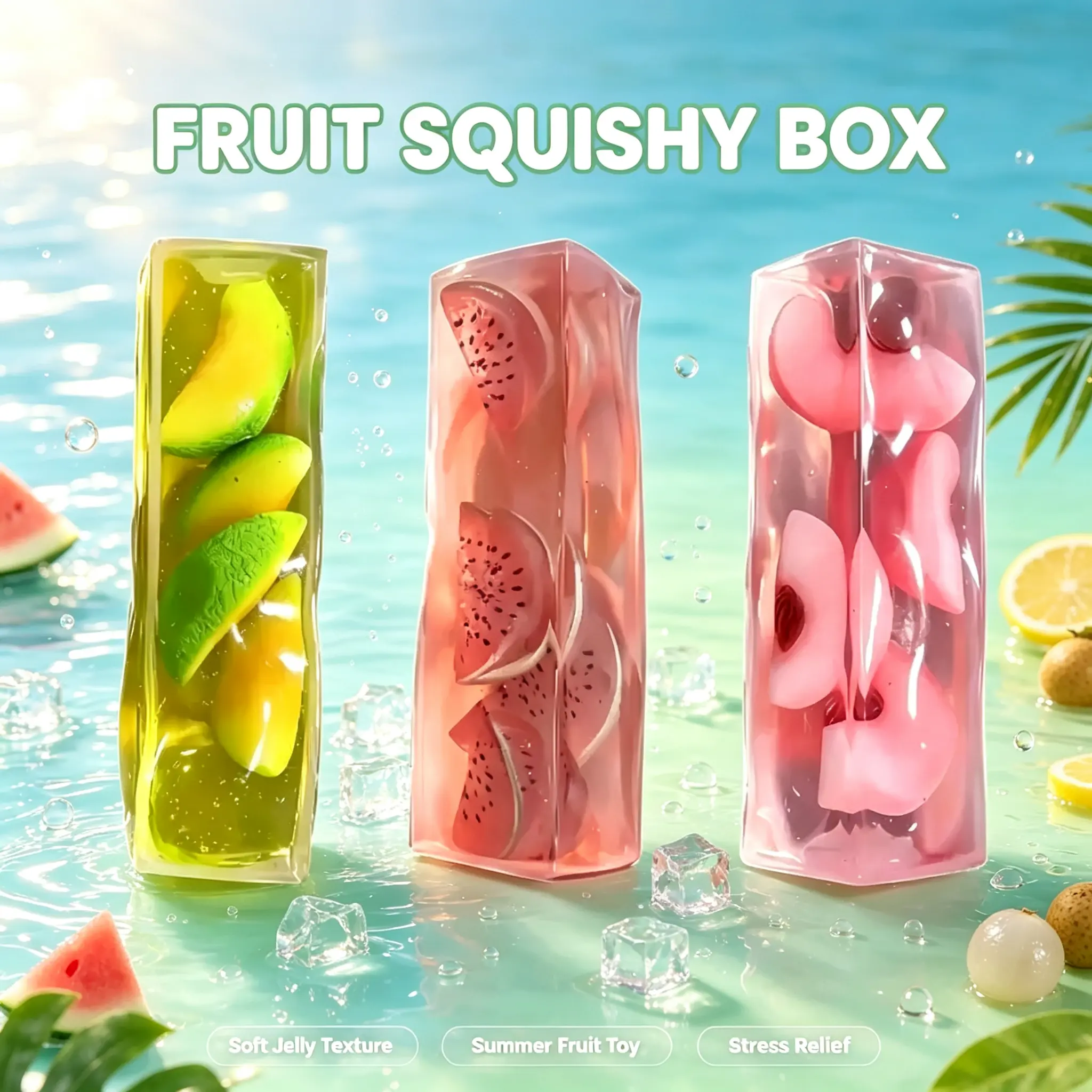 Summer Clear Fruit Tube Squishy Fidget Toy, Glitter Jelly MoldableStressReliefSqueezeToy withFruitSlicesInside,FirmResistanceDesign,SuitableforPeopleWithModerateHandStrength,NotRecommendedforThoseWithWeakGripMuscle,CuteDesktopSensoryToyGiftforTeens&Adults