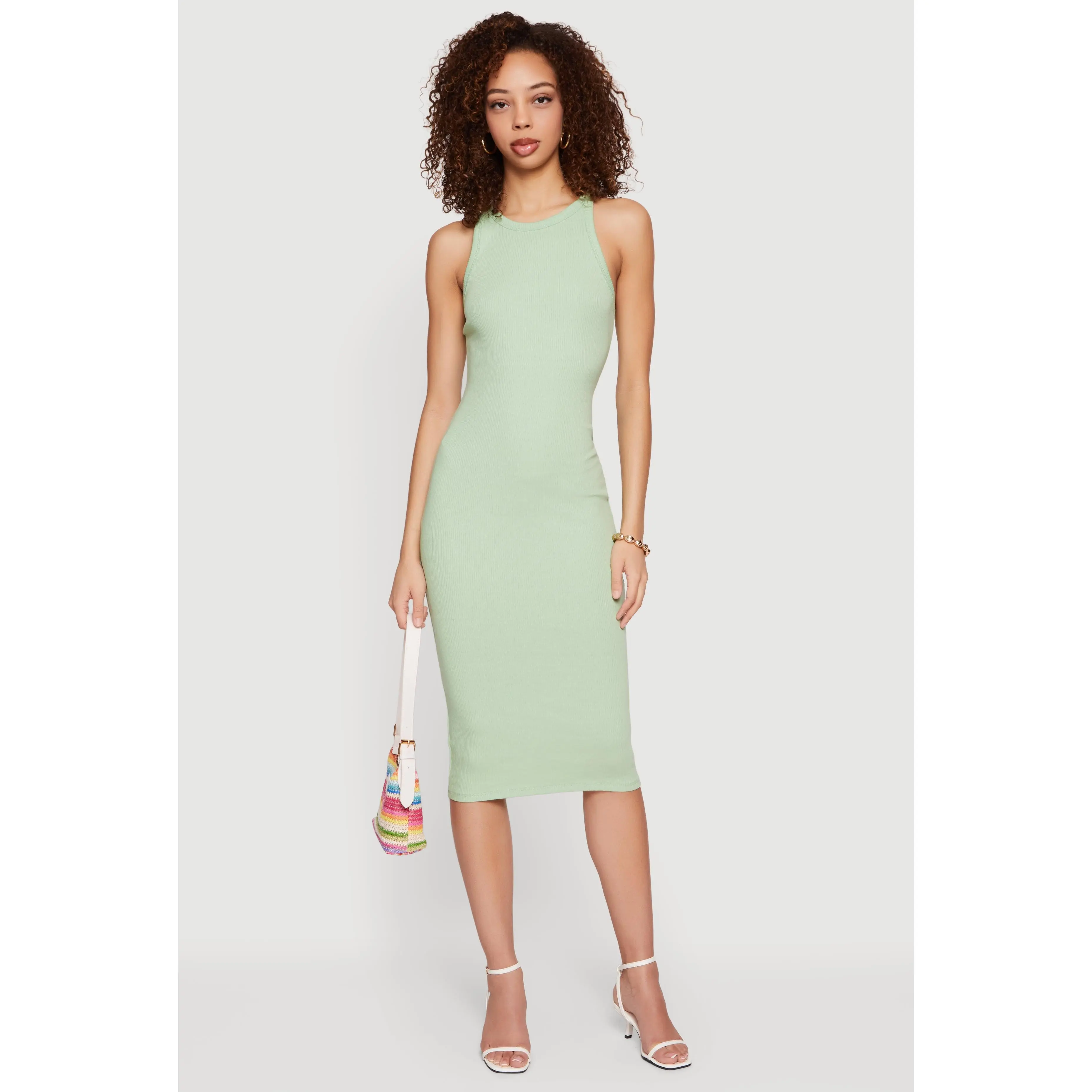 Rib Knit Racerback Tank Midi Dress