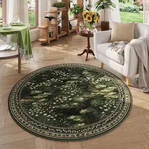 Impressionist-Style Vintage Round Rug  Non Slip Low Pile Small Circular Rug for Bedroom Bathroom Entryway Kids Room Office College Dorm