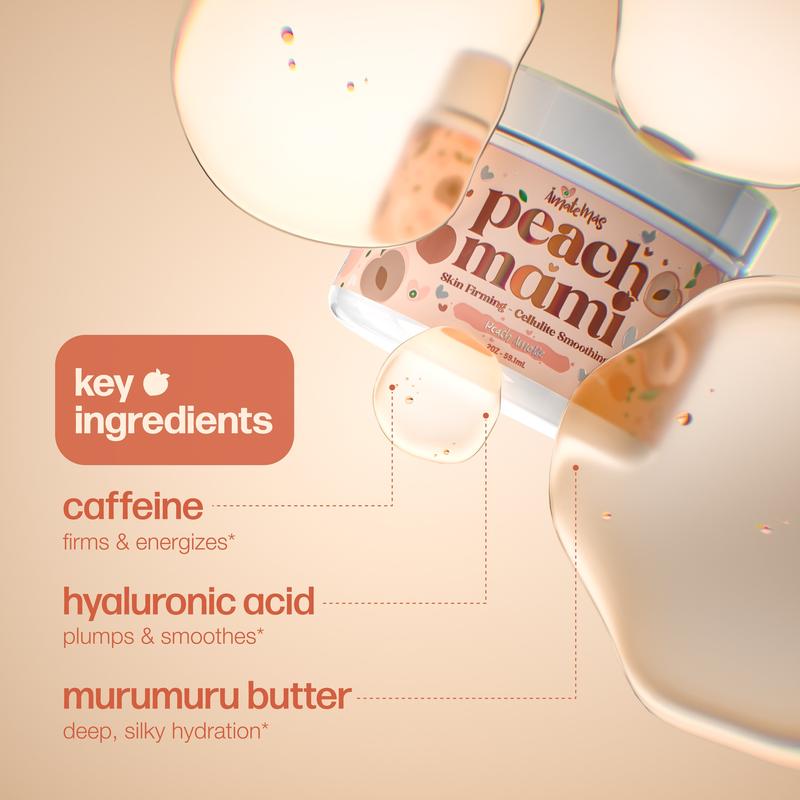 Peach Mami Firming Body Cream – Caffeine + Hyaluronic Acid for Smooth, Glowing Skin