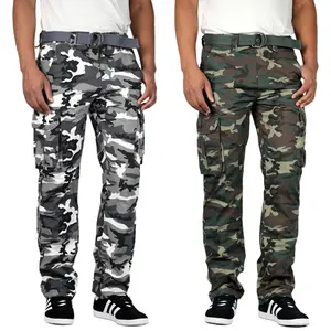 Men's Camo Cargo Pants Regular Fit Lightweight 100% Cotton