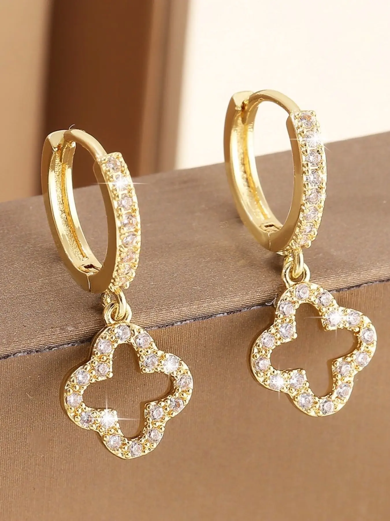 Elegant Copper Zirconia Dangle Earrings Set, Handcrafted Cross Design Zircon Inlaid Jewelry for Women, Trendy Fashionable Accessories, Fashionable Versatile Accessory for Any Occasion, Elegant Minimalist Earrings, Trendy Jewelry