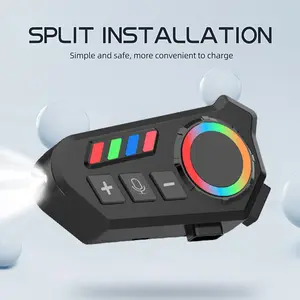 Motorcycle Helmet Bluetooth Headset with RGB Color Ring Light, 2-in-1 Hard & Soft Mic Noise Reduction Helmet Speaker, Wireless Riding Communication Kit for Full Half Retro Off-Road Helmets