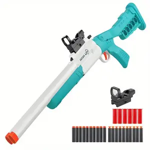JH2031 Double Barrel Foam Dart Blaster Toy with Decorative Sight Design & Reusable Shell Props, Safe Outdoor Play Toy, Birthday Gift for Teens