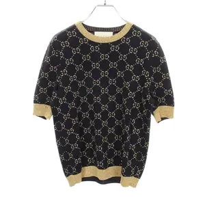 Pre-owned GUCCI Cotton Small Leather Goods GG Short Sleeve Knit Top