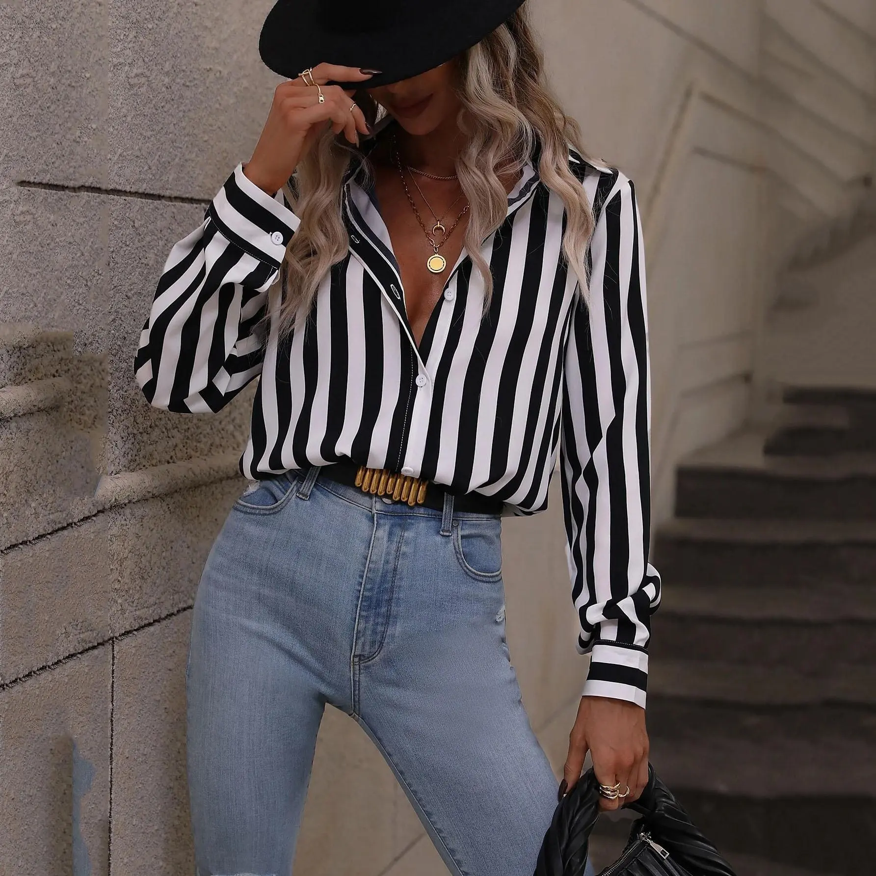 Shirt Versatile Blue Striped Shirt