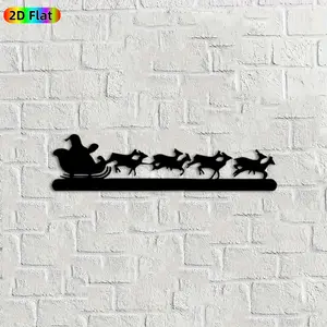 1pc Santa Sleigh & Reindeer Metal Wall Art, Festive Sleigh Statue Mural, Ideal Gift for Christmas, New Year, Holiday Decor Enthusiasts, Rust-Resistant  Perfect for Living Room Wall & Backyard Fence, Charming Seasonal Home Decor
