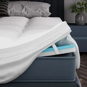 4 Inch Memory  Mattress Topper Full, 2" Cooling Gel Memory  + 2" Plush Pillow Top Mattress Pad, 2-in-1 Dual Layer Design, Medium-Firm,     Support
