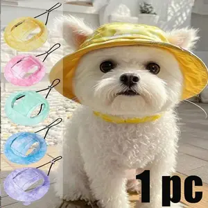 Adjustable Pet Bucket Hat, Ear Exposure Anti-Shed Design, Sun Protection Hat for Cats and Dogs, Suitable for Small to Large Pets, Pet Accessories