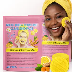 2 Pack-Turmeric & Kojic Acid Cleansing Pads – Exfoliating & Brightening Care with Vitamin C & B5, Deep Cleansing, Dark Spot Appearance Care, 40 Pads