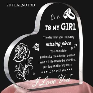 2D Romantic Acrylic Heart Plaque | Cute Gift for Girlfriend, Birthday Anniversary,Multipurpose Tabletop Decor,Valentine's Day
