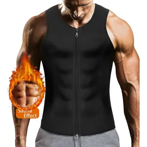 Men Compression Sweat SaunaWaist Trainer Athletic Stretch Zip UpVest Body Shaper for Workout FitnessGym Sportswear
